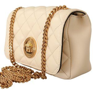 White Nappa Leather Medusa Small Crossbody Bag